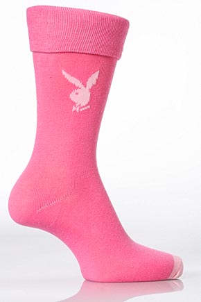 Ladies 1 Pair Playboy Bunny Head Design Ankle Sock In 4 Colours White