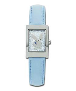 Playboy Ladies Blue Dial Analogue Watch/Blue Leather Strap