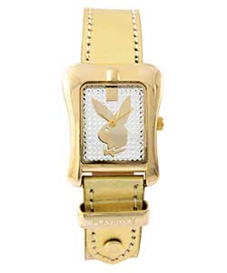 Ladies Gold Metallic Thin Strap Watch