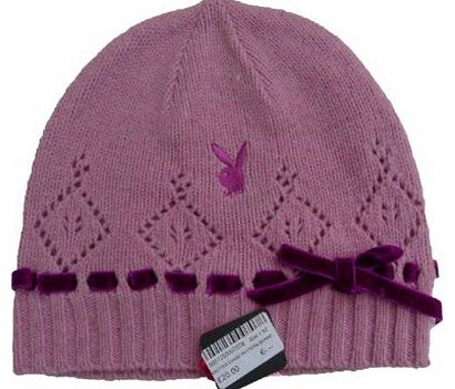 Ladies Knitted Violet Pink Playboy Beanie Hat One Size (Violet Pink)