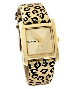 Ladies Leopard Gold Bunny Dial Watch