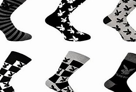 Playboy New 2015 Playboy Classic Design Mens Cotton Socks 3 Pk Assorted