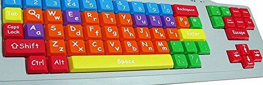 Playlearn Special Needs Childrens Computer USB Keyboard - UPPER CASE amp; LOWER CASE - Colour Coded SEN