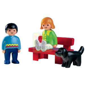 Playmobil 1 2 3 Woman and Man with Dog