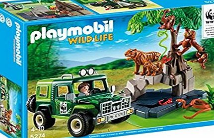 Playmobil 5274 WWF Jungle Animals with Researcher and Off-Road Vehicle