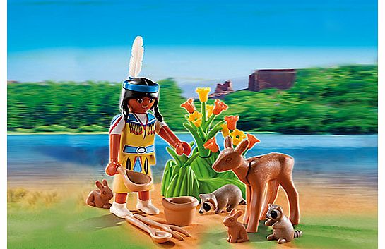 Playmobil Native American Girl With Forest