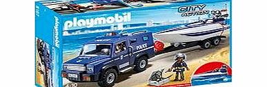 Playmobil  City Action - Police Truck with Speedboat - 5187 (Construction site 4008789051875) ``Protect by land and sea with the Police Truck with Speedboat. Race to the scene in the police truck,...