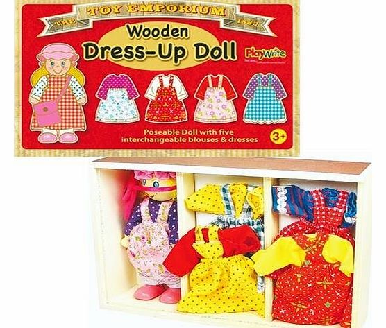 Poseable dress up doll with 5 interchangeable outfits