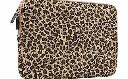Plemo  Leopards Spots Canvas Fabric 11-11.6 Inch Netbook / Laptop / Notebook Computer / MacBook Air Sleeve Case Bag Cover, Pink