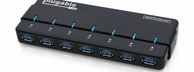 Plugable 7-Port USB 3.0 SuperSpeed Hub with 20W Power Adapter UK and EU Mains (VIA VL812 Rev B2 Chipset with Latest v9091 Firmware. Windows, Mac OS X, and Linux support. Full USB 2.0 Backwards Compati