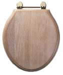 Plumbworld Greenwich Limed Oak Solid Wooden Toilet Seat with Chrome Bar Hinges