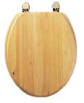 Traditional Natural Pine Solid Wooden Toilet Seat with Chrome Hinges