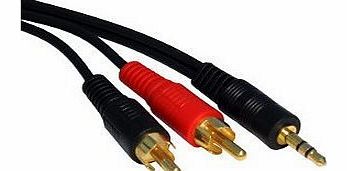 Pluskom CABLEDUP 3.5mm Jack to 2 x RCA Phono Audio Cable Gold 5m Lead