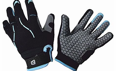 Tracker Kids Cycling Gloves - Cyan/Grey, Medium