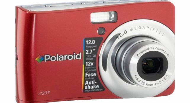 Polaroid i1237 12MP CCD Digital Camera with 2.7-Inch LCD Display (Red)