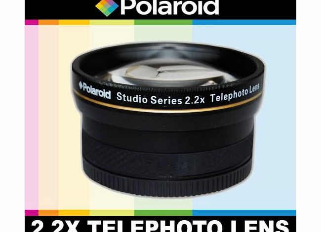 Polaroid Studio Series 2.2X High Definition Telephoto Lens, Includes Lens Pouch and Cap Covers For The Canon Digital EOS Rebel SL1 (100D), T5i (700D), T4i (650D), T3 (1100D), T3i (600D), T1i (500D), T
