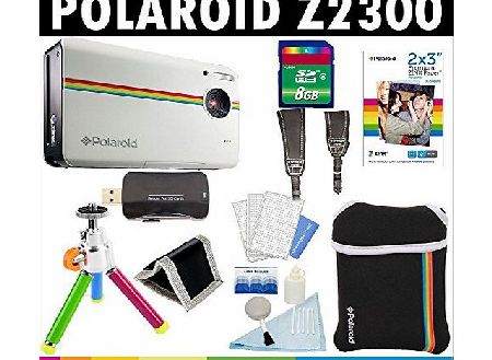 Polaroid Z2300 10MP Digital Instant Print Camera (White) with 8GB Card   Pouch   Tripod   Zink Paper (30 Pack )   Straps   Accessory Kit