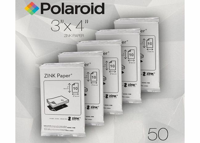 ZINK Media 3 x 4 inch Photo Paper for Polaroid Z340 Camera and Polaroid GL10 Printer - Pack of 50