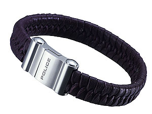 police Black Woven Leather Bracelet 019823