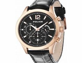 Police Mens Ohio Black Leather Strap Watch