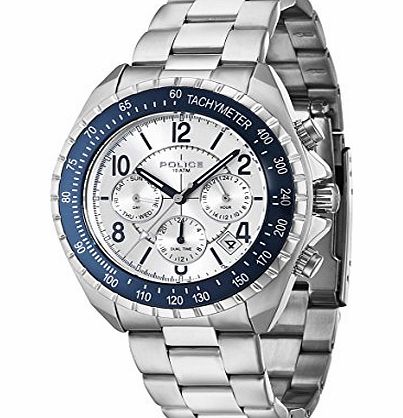 Police Navy V Mens Quartz Watch with Silver Dial Analogue Display and Silver Stainless Steel Bracelet 14343JS/04M