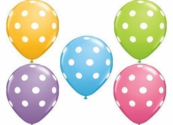 Polka Dots Big Polka Dot White Spots Spring Assorted 11`` Latex Balloons x 5