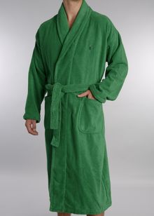 Polo Player robe with shawl collar