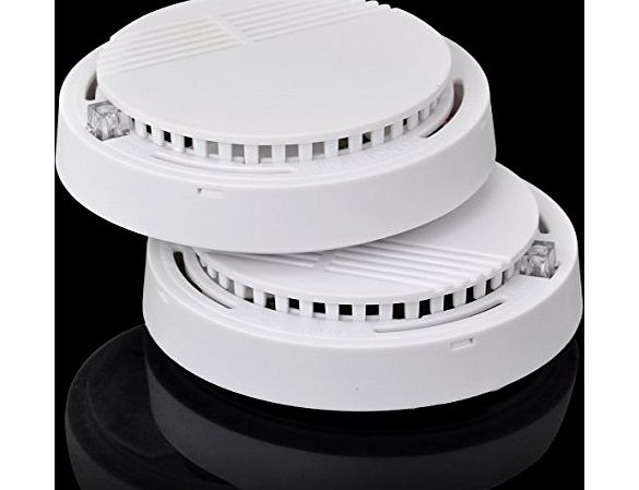 Popamazing 2x Smoke Fire Alarm Heat Indicator Pair of Cordless Smoke Warning Detector 9V Flash Battery Home Security System