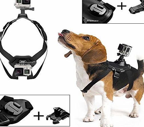Poppypet Dog Harness Chest Mount Accessory Kit for GoPro Hero 4 3  3 2 1 and SJ4000 SJ5000 SJ6000 Gopro Chest Mount for Dogs