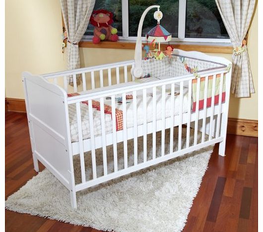  NEW BABY WHITE COT BED NURSERY FURNITURE - ISABELLA COTBED/JUNIOR BED - WHITE