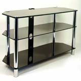 Portability GT5BK Glass Flat Panel TV Stand with Black Glass and Chrome Legs