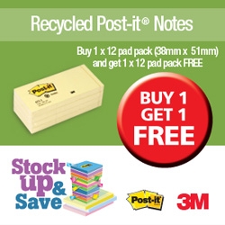 Recycled Notes Pad 100 38x51mm Canary