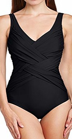 Pour Moi? Womens 1448 Control Full Cup Swimsuit, Black, Size 14
