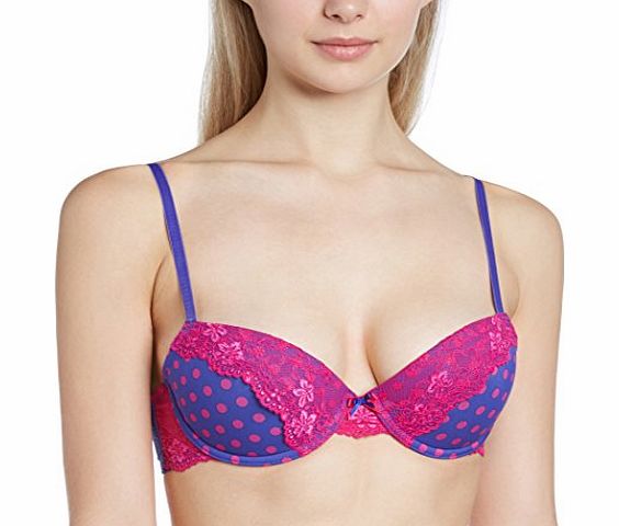 Pour Moi Womens Tease New Padded Plunge Everyday Bra, Blue (Spotted Blue), 32C