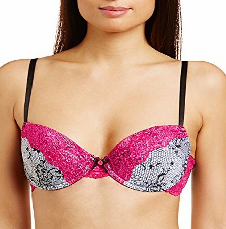 Pour Moi? Womens Tease New Padded Plunge Everyday Bra, Multicoloured (White Graphic), 30D