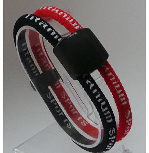 DUAL LOOP Magnetic Germanium Bracelet / Energized (Black/Red, MEDIUM: 18cm (7.1``))