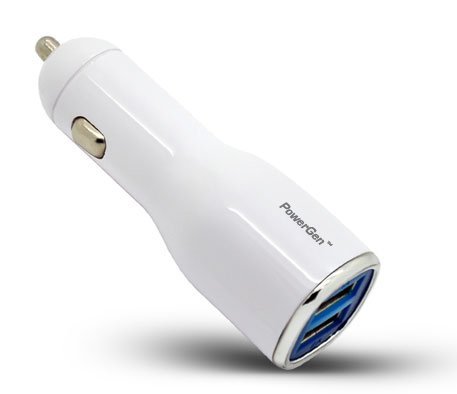 POWERGEN  Power-U Dual USB 2.4A 12W (fast) Heavy Duty Ouput Car Charger for Apple iPad 2, New iPad 3, iPad 4, iPad mini, iPhone 5 iPhone 4 4s 3Gs 3G, iPod Touch and Android Devices (cable NOT included)