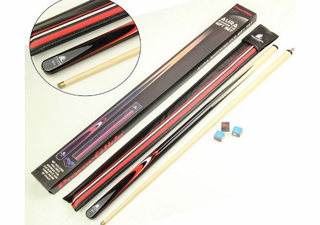 Powerglide 57 2pc RED amp; BLACK AURA 10mm Tip Snooker Pool Cue amp; Case Gift Set!