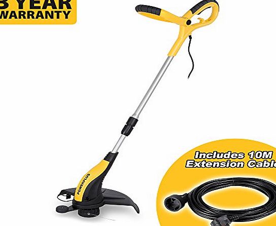 PowerPlus  500W Electric Telescopic Extending Grass Trimmer with Automatic Line Feed, Includes 2 x 4m Spools amp; 10m Extension Cable POWXG30033