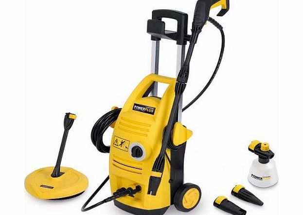 PowerPlus The New 1900 Watt 135bar POWERPLUS 9025 Power Washer from WOLF - includes Quick Release Accessories: Vario, Turbo, Right Angled Lances plus Patio Cleaner - Complete with 3 YEAR WARRANT