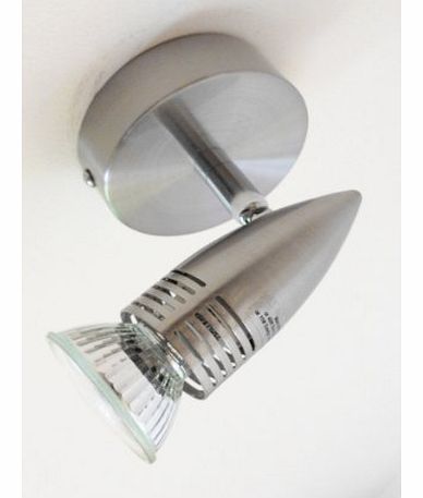 ~ Mix & Match ~ 1 Way Brushed Steel Ceiling Light Fittings Spot Light With GU10 50w Bulbs Chromed or Brushed Steel. Single Double Triple or Quad Head Lamps. 240v UK Electric. (Single 1 Way Spotlig