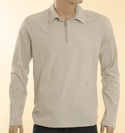Prada Mens Grey 1/4 Zip Long Sleeve Polo Shirt
