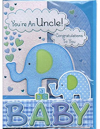 Prelude New Baby Boy Card - Youre An Uncle Congratulations To You - Lovely Quality New Baby Nephew Card.