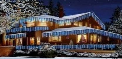 180 LED Blue and White Supabrights Snowing Icicle Lights by Premier
