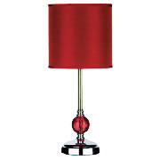 Premier 42cm Chrome Table Lamp w/red glass ball
