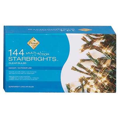 Premier Christmas Lights Starbrights 144 Multi-Action Clear