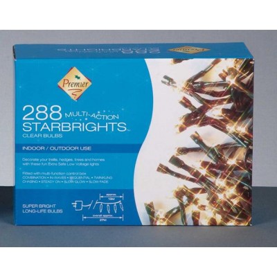 Premier Christmas Lights Starbrights 288 Multi-Action Clear