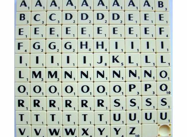 100 SCRABBLE LETTERS TILES IVORY PLASTIC Black Letters replacement Crafts Jewellery Scrapbooking