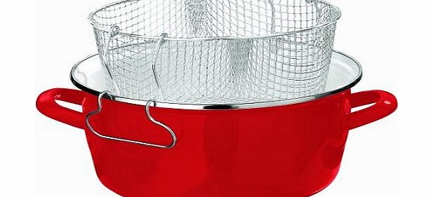 Premier Housewares 16 X 33 X 27 cm 5 L Deep Fryer with Pyrex Lid, Red