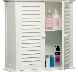 Bathroom Wall Cabinet with Double Shutter Door - White - 55 x 52 x 22 cm